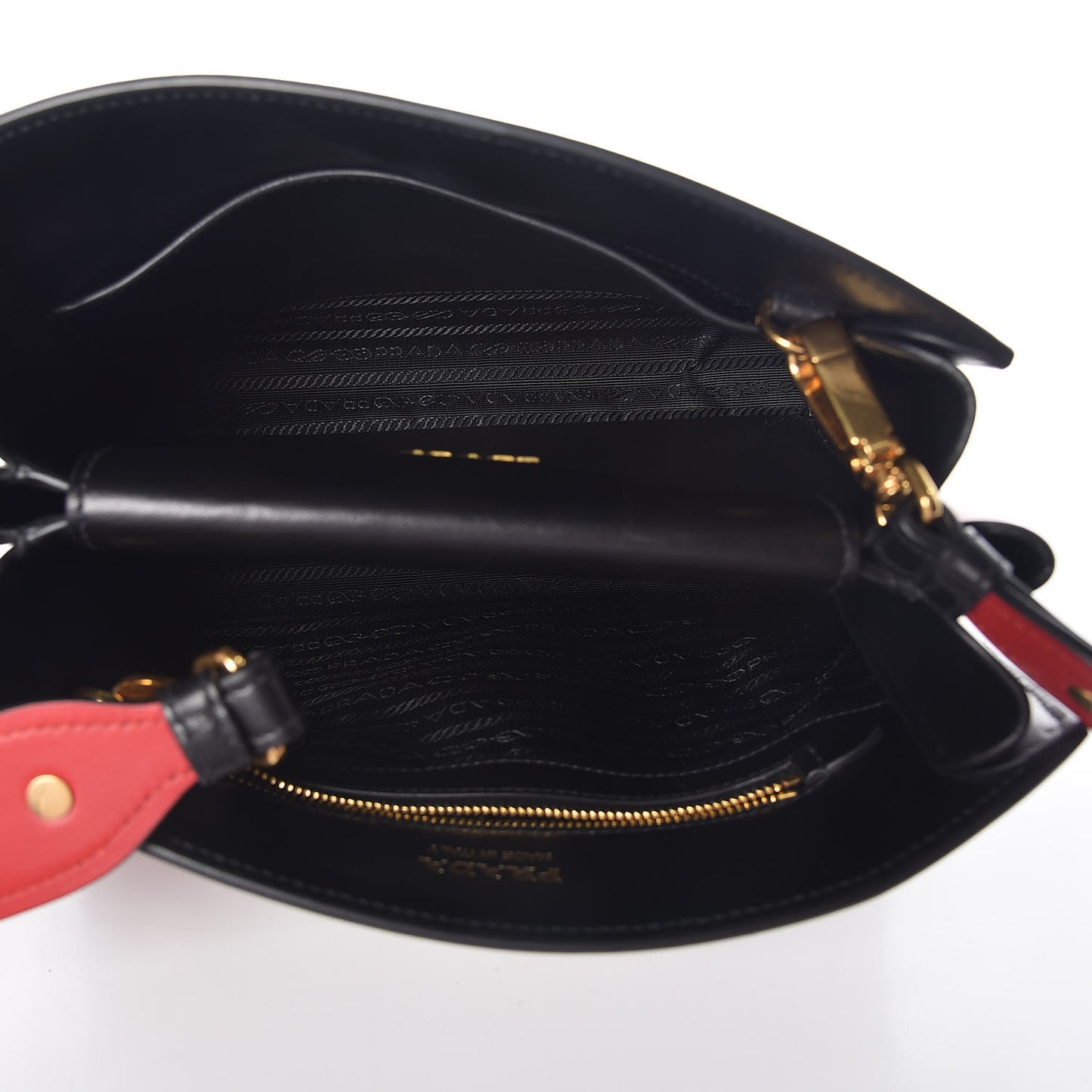 Goatskin Floral Print Bibliotheque Shoulder Bag Tabacco Black