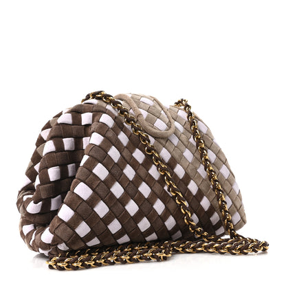 Bottega Veneta Suede Intrecciato Small The Lauren 1980 Clutch With Chain Praline Musk Washed Brownie 2 of 10