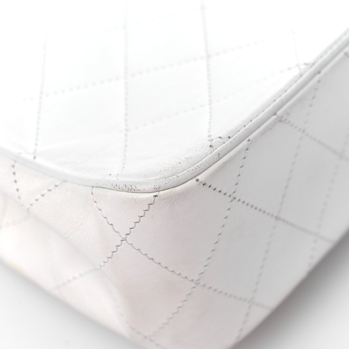 Lambskin Quilted Envelope Flap White