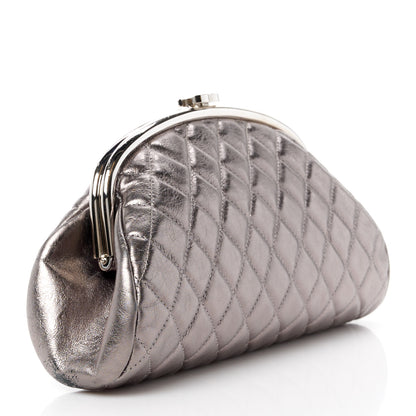 Chanel Metallic Aged Calfskin Quilted Timeless Clutch Silver 3 of 12