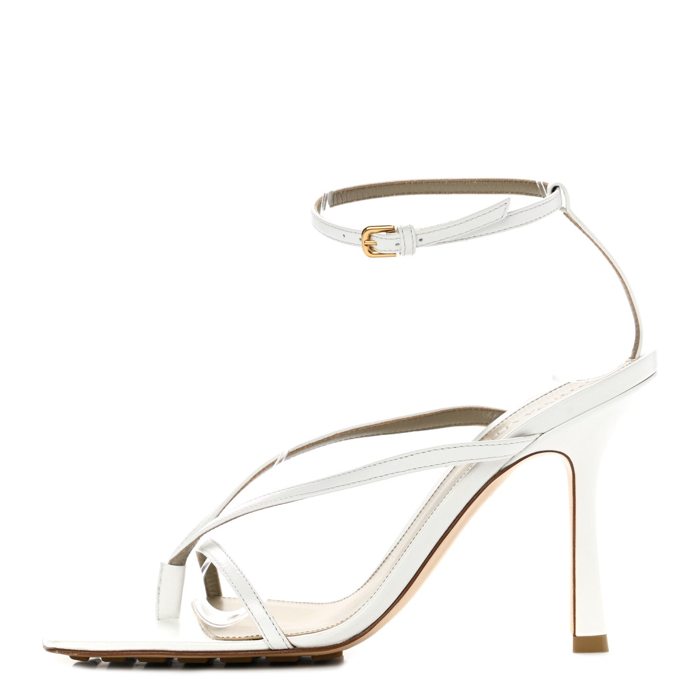 Lambskin Stretch Multi Strap 90mm Sandals 38.5 Optic White