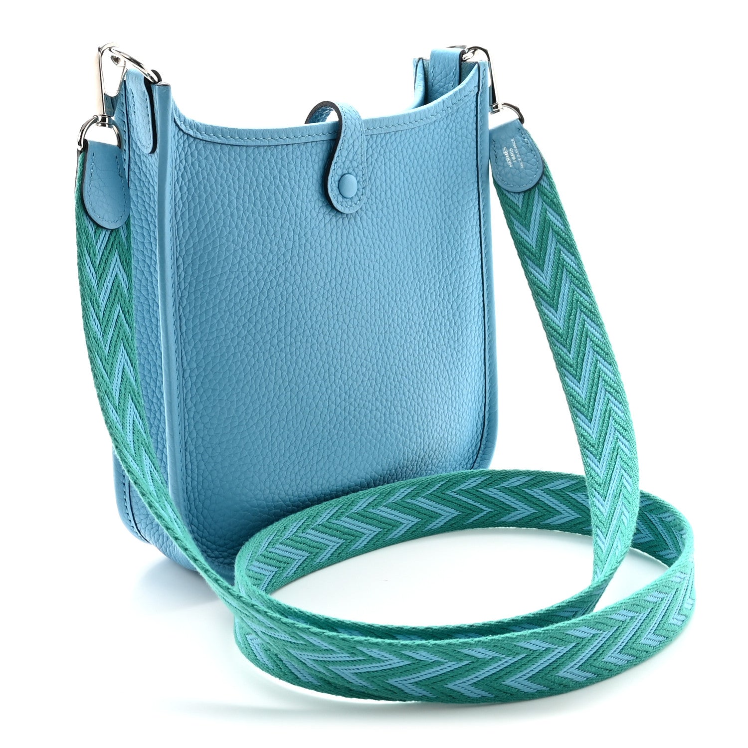 Hermes Taurillon Clemence Amazone Evelyne TPM Bleu du Nord Vert Verone 3 of 10