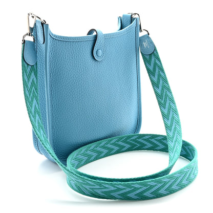 Hermes Taurillon Clemence Amazone Evelyne TPM Bleu du Nord Vert Verone 3 of 10