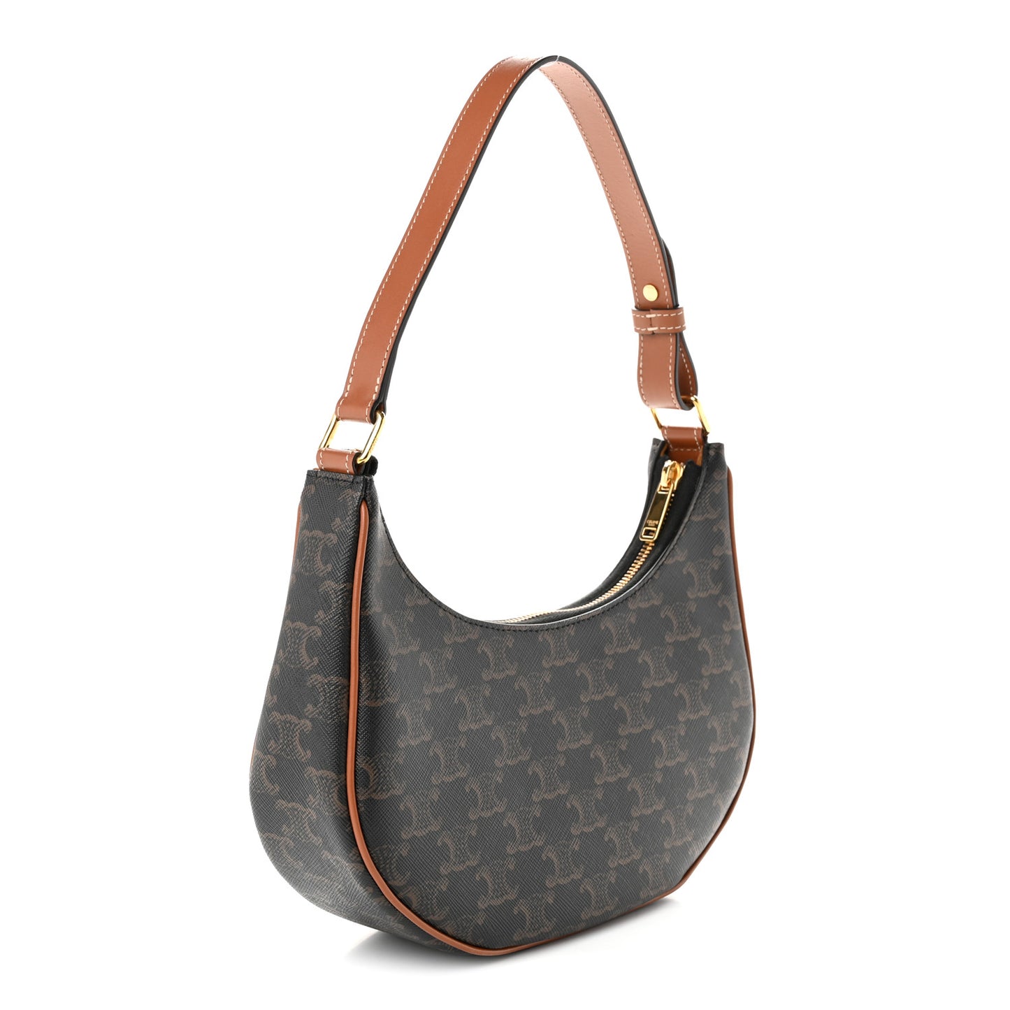 Triomphe Canvas Calfskin Ava Shoulder Bag Tan