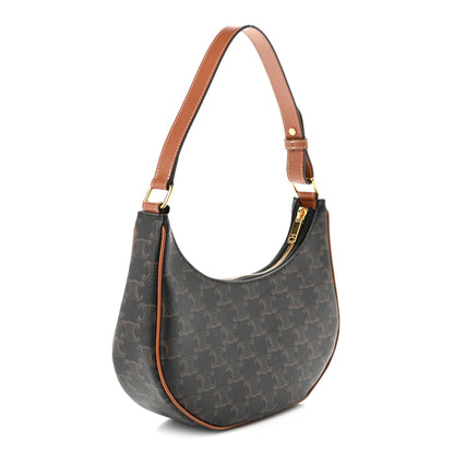 Celine Triomphe Canvas Calfskin Ava Shoulder Bag Tan 2 of 9