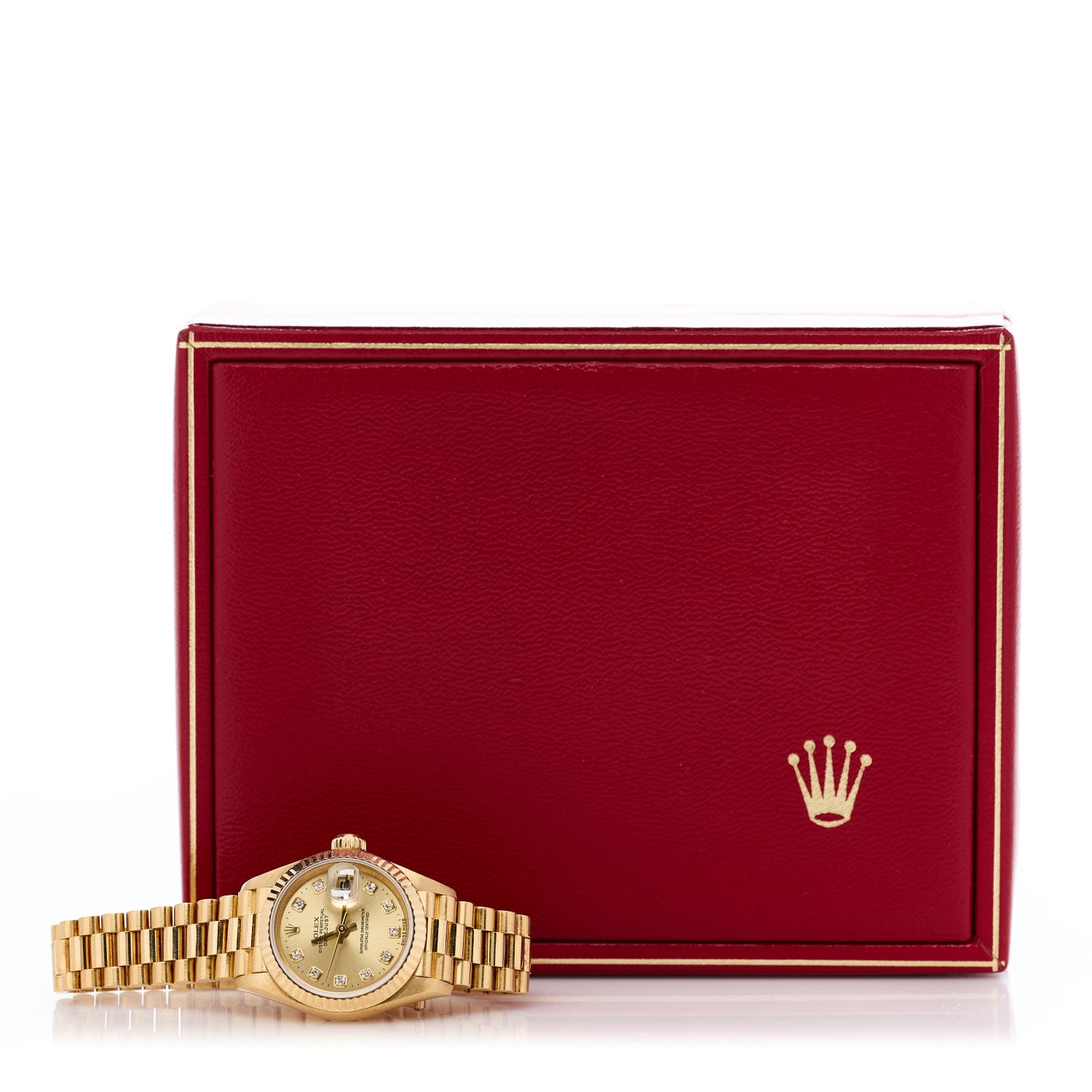Rolex 18K Yellow Gold Diamond 26mm Datejust President Watch Champagne 69178 5 of 5
