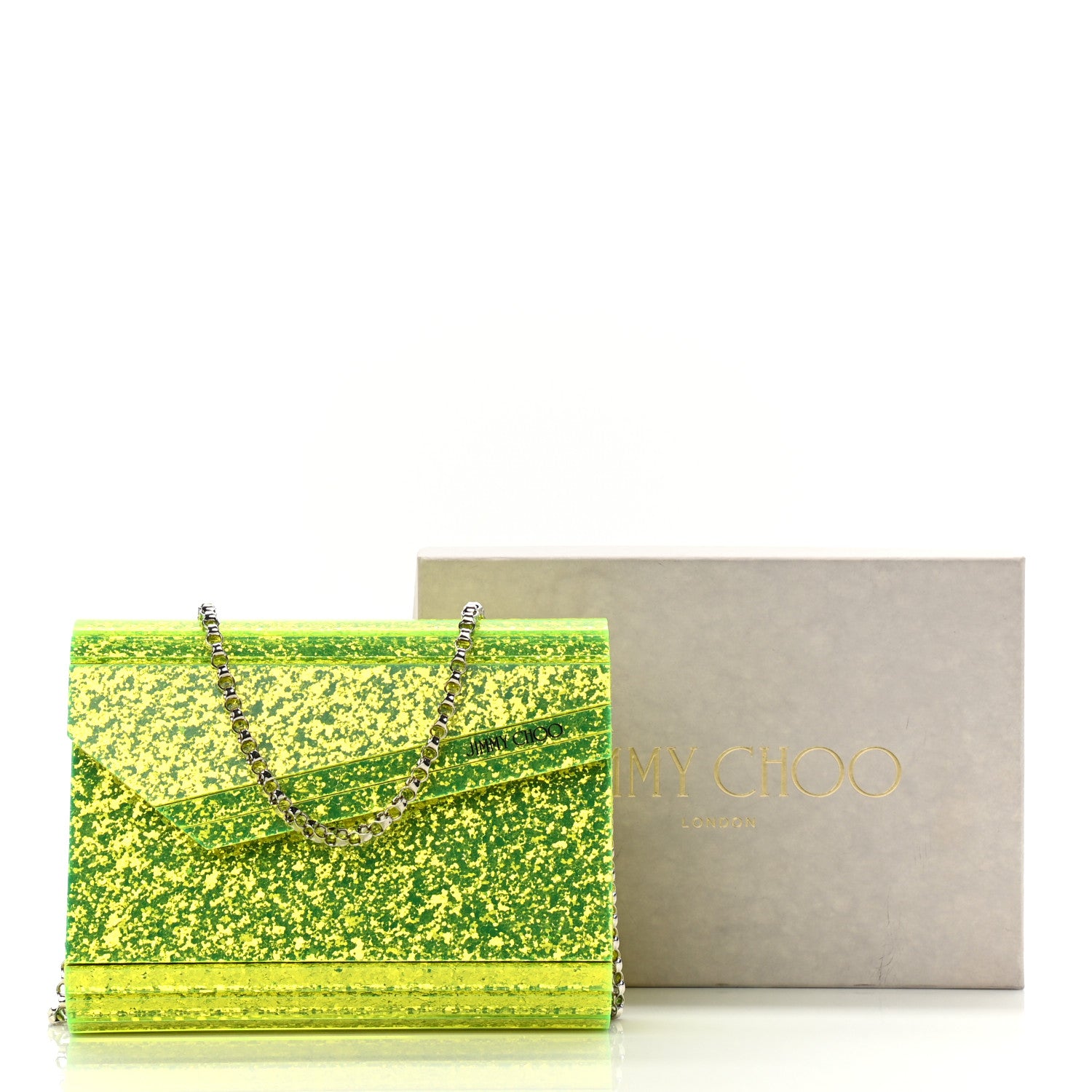 Jimmy Choo Acrylic Coarse Glitter Candy Clutch Neon Yellow 8 of 8