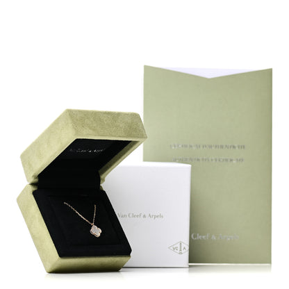 Van Cleef & Arpels 18K Yellow Gold Mother of Pearl Sweet Alhambra Pendant Necklace 7 of 7