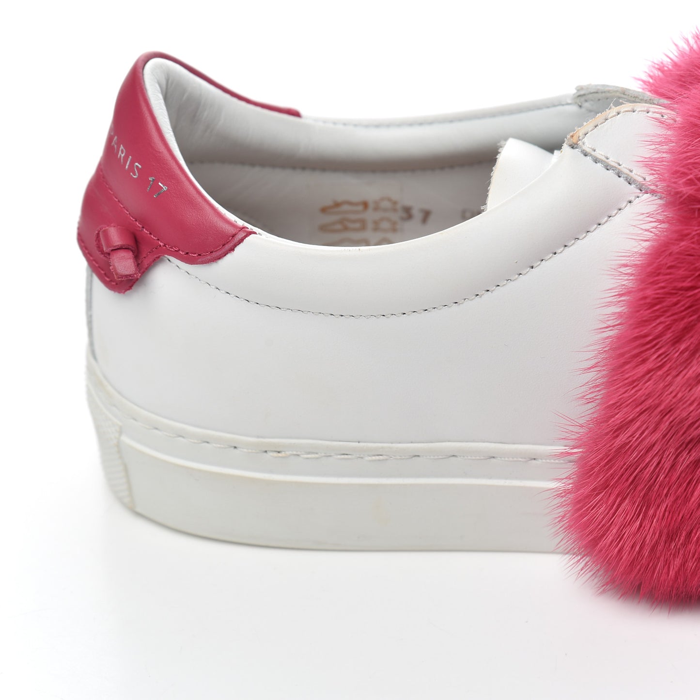 Calfskin Mink Fur Womens Urban Street Sneakers 37 White