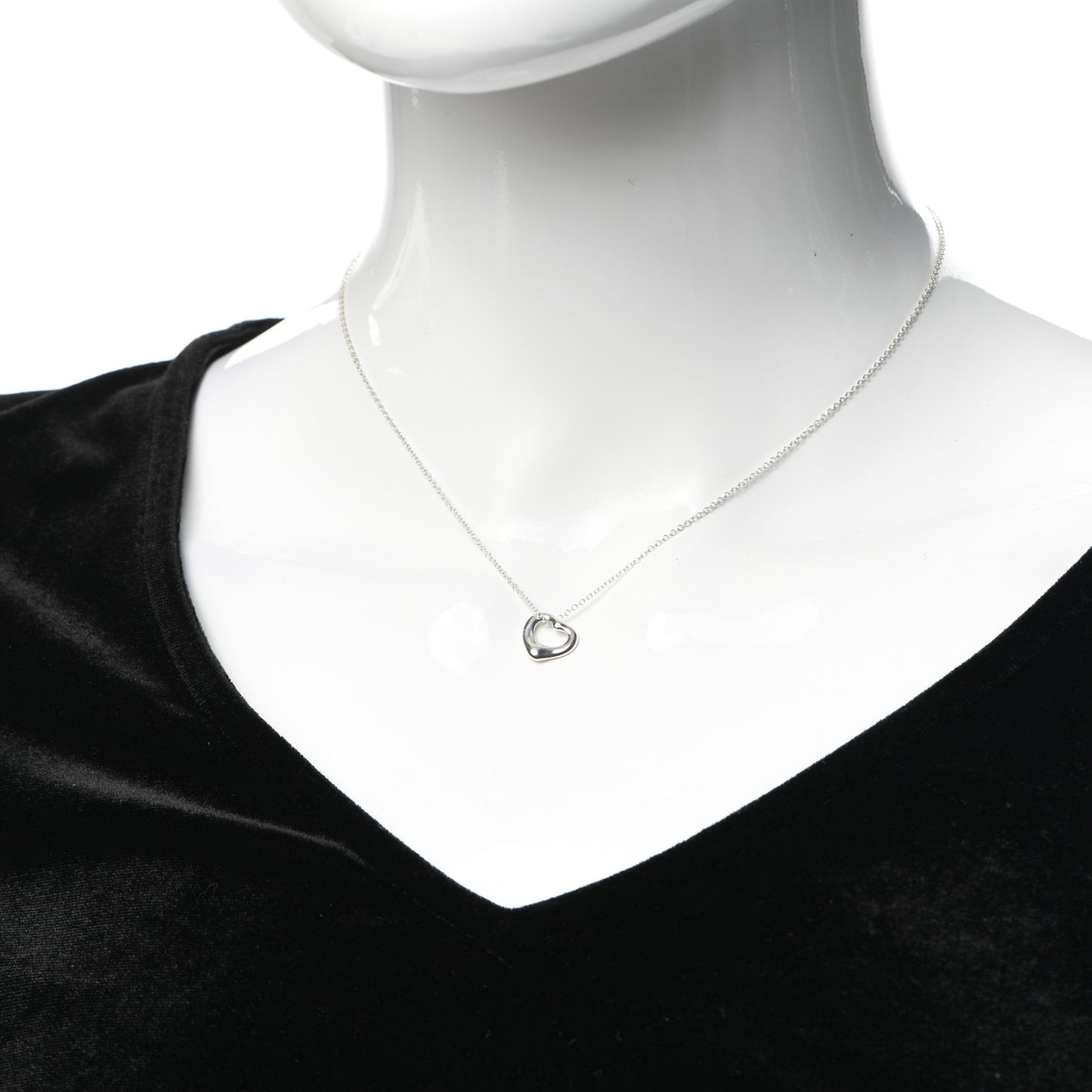 Sterling Silver 11mm Elsa Peretti Open Heart Pendant Necklace