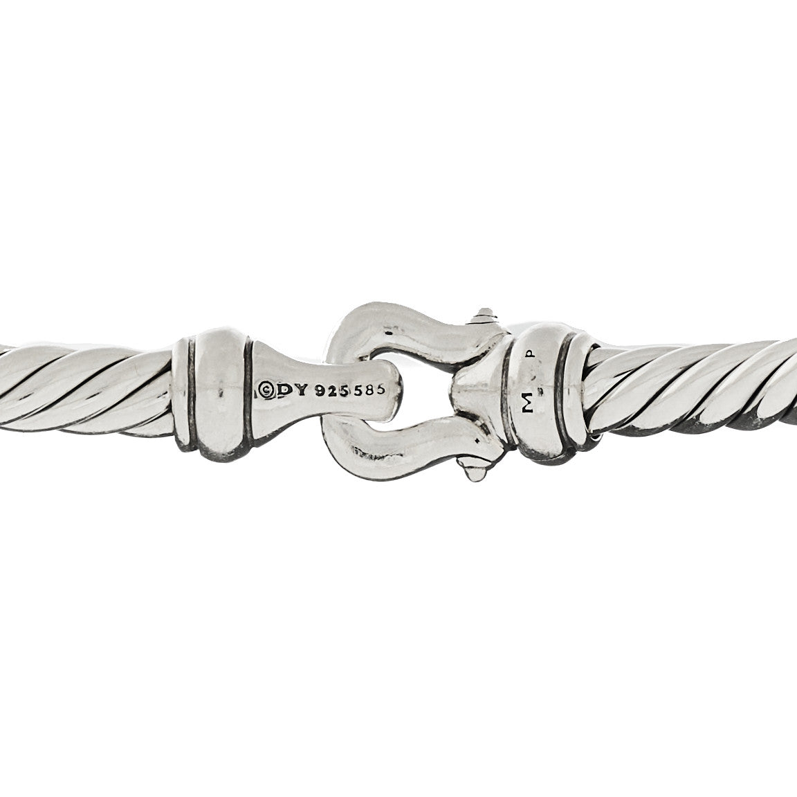 Sterling Silver 14K Yellow Gold 4mm Cable Classic Buckle Bracelet