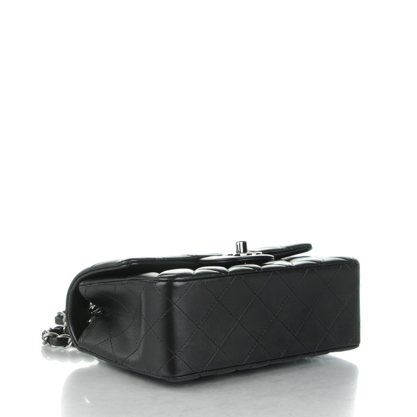 Lambskin Quilted Mini Rectangular Flap Black