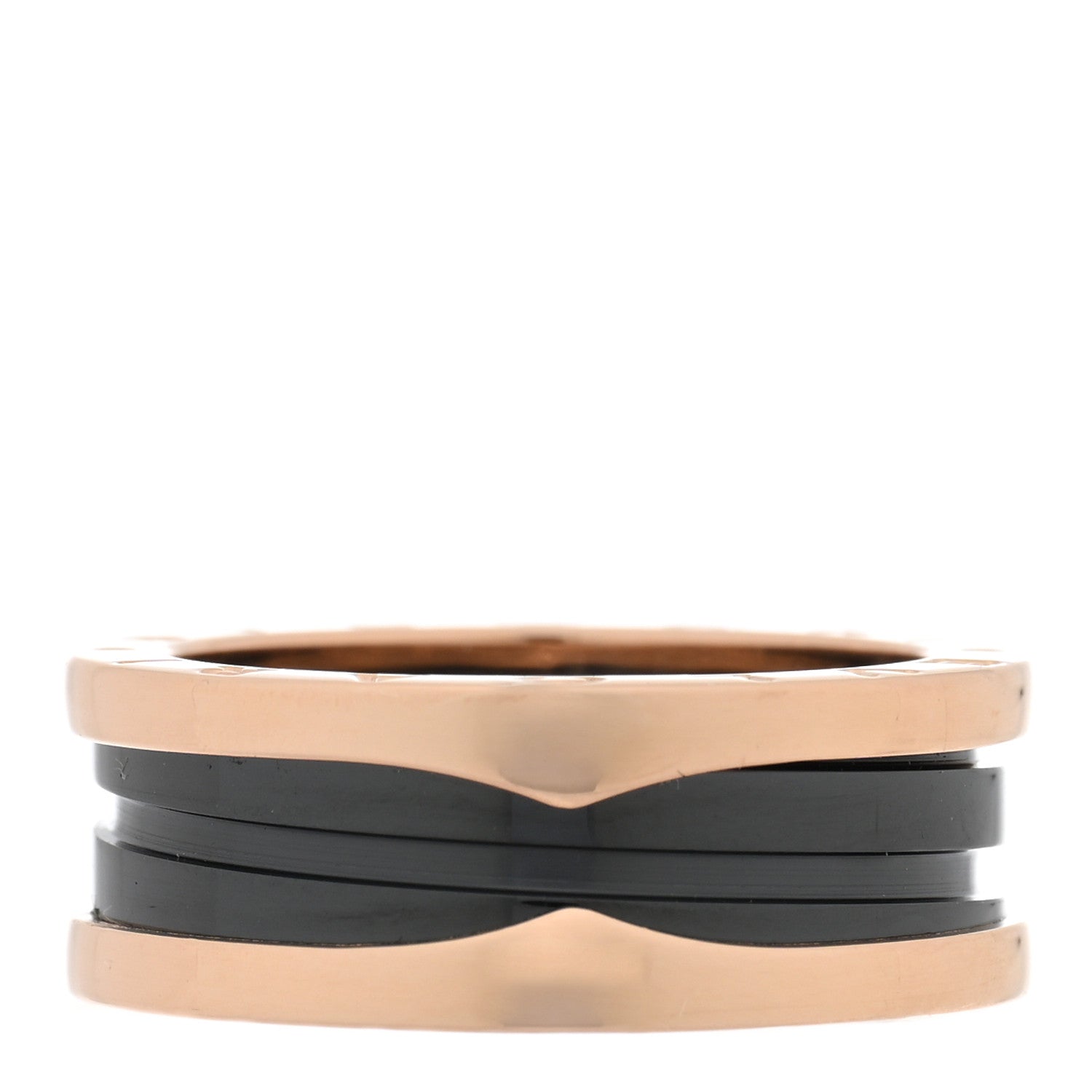 Bulgari 18K Rose Gold Black Ceramic B.Zero1 Two-Band Ring 56 7.5 1 of 5