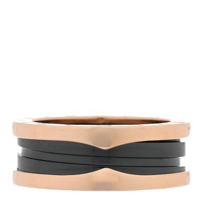 Bulgari 18K Rose Gold Black Ceramic B.Zero1 Two-Band Ring 56 7.5 1 of 5