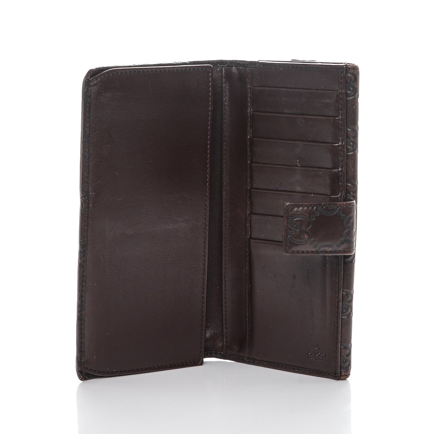 Guccissima Margaux Calfskin Metal Bar Continental Flap Wallet Chocolate