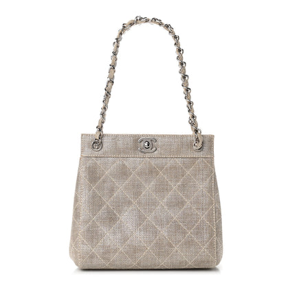 Chanel Metallic Linen Quilted Shoulder Bag Silver 1 of 14