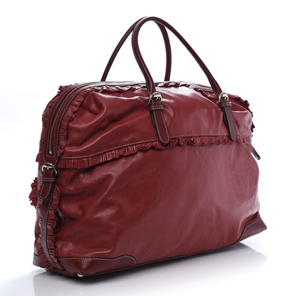 Gucci Calfskin Ruffle Medium Sabrina Boston Tote Red 3 of 16