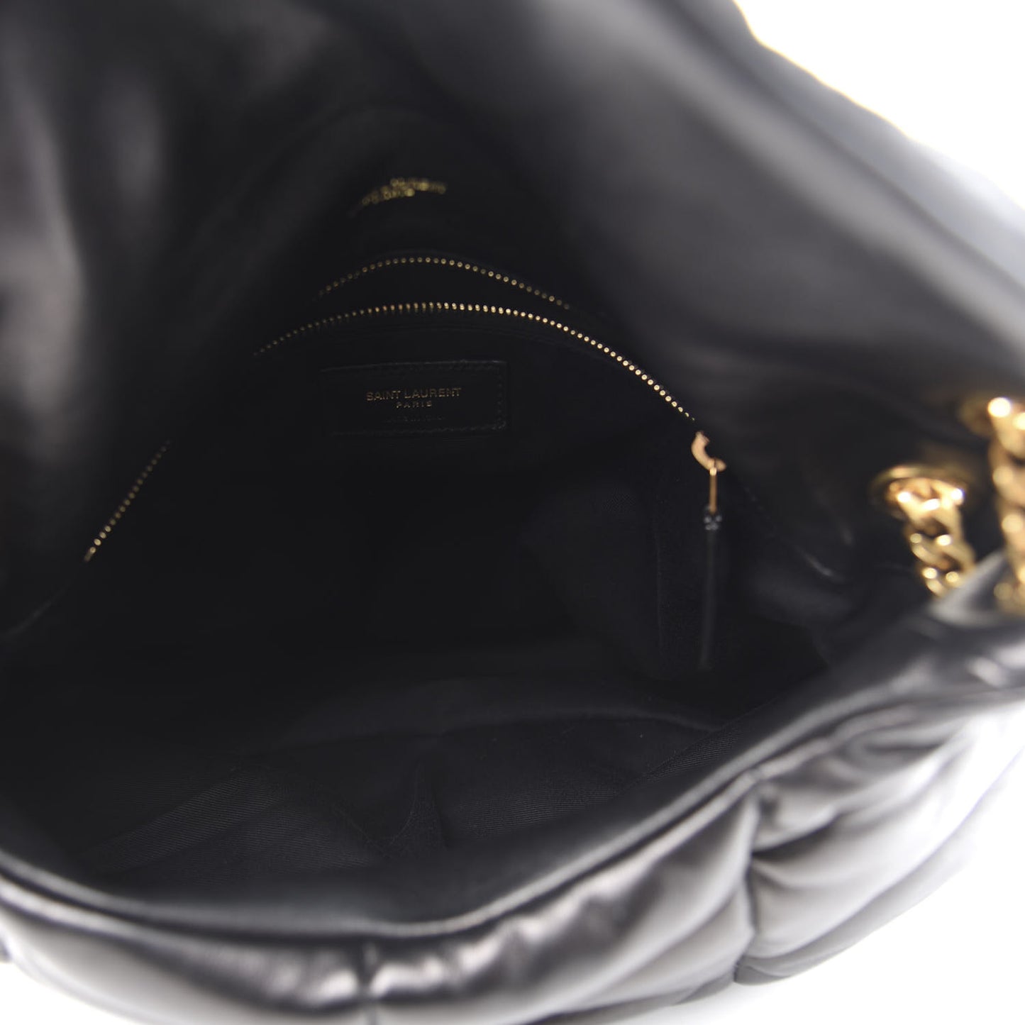 Lambskin Quilted Medium Loulou Puffer Monogram Chain Satchel Black