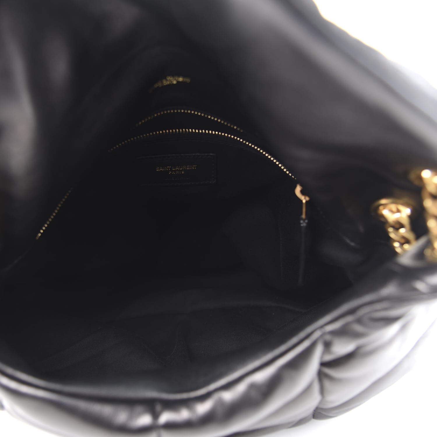 Saint Laurent Lambskin Quilted Medium Loulou Puffer Monogram Chain Satchel Black 5 of 12
