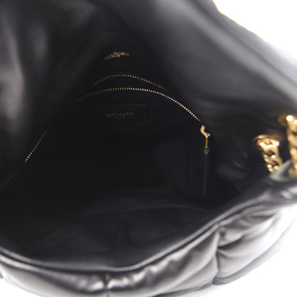 Saint Laurent Lambskin Quilted Medium Loulou Puffer Monogram Chain Satchel Black 5 of 12