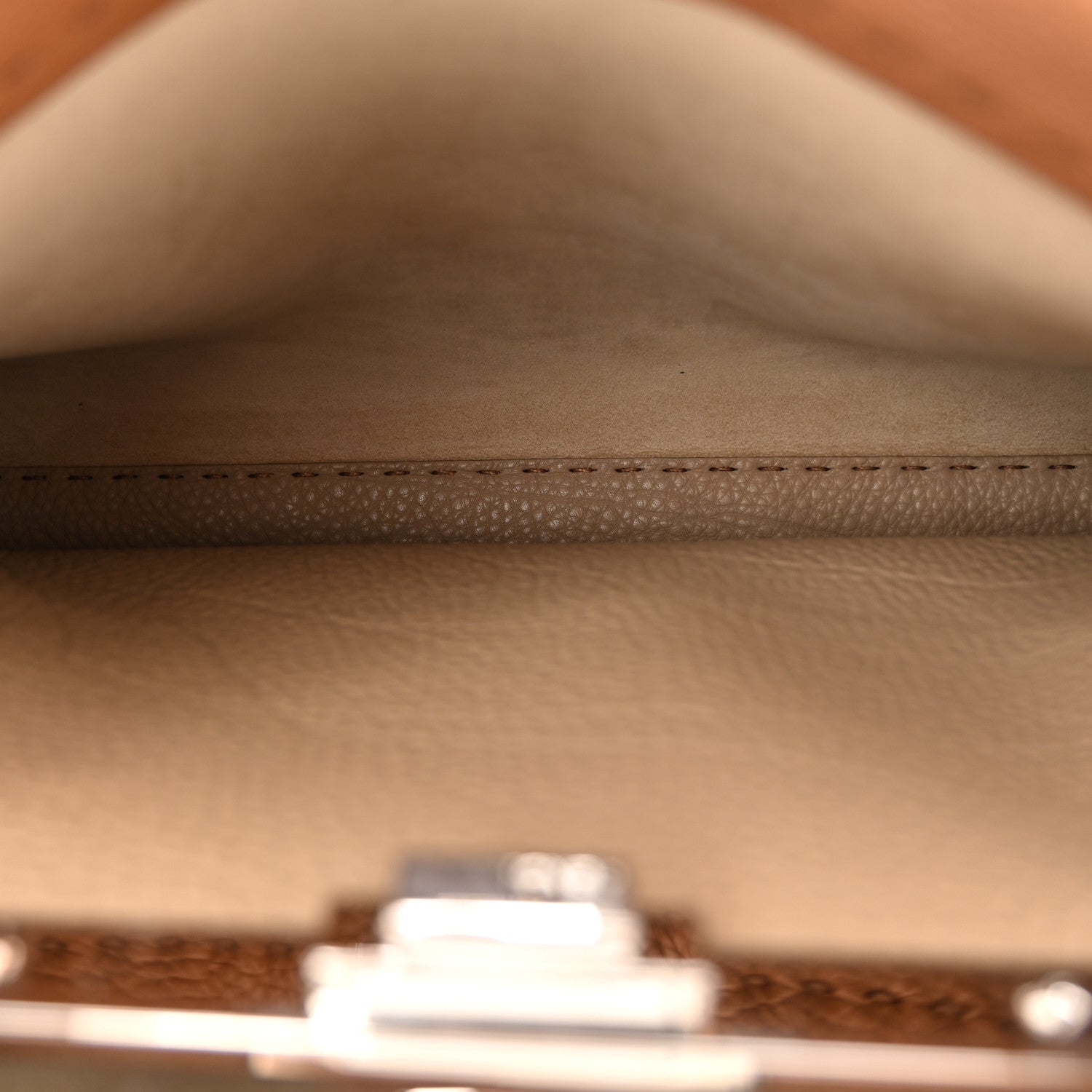 Fendi Cuoio Romano Selleria Bi-Color Medium Peekaboo Iconic Satchel Mou Deserto 6 of 11