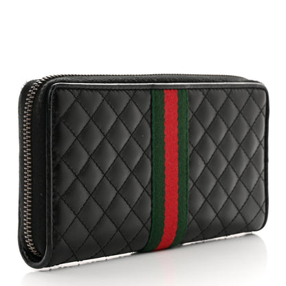 Gucci Calfskin Web Trapuntata GG Zip Around Wallet Black 3 of 12