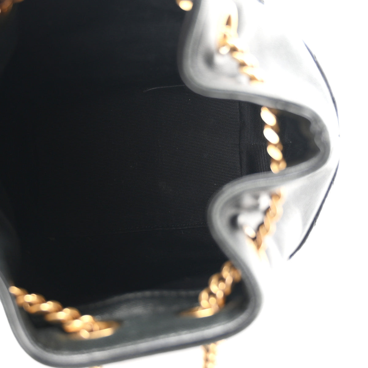 Lambskin Matelasse Monogram Joe Nano Bucket Bag Black