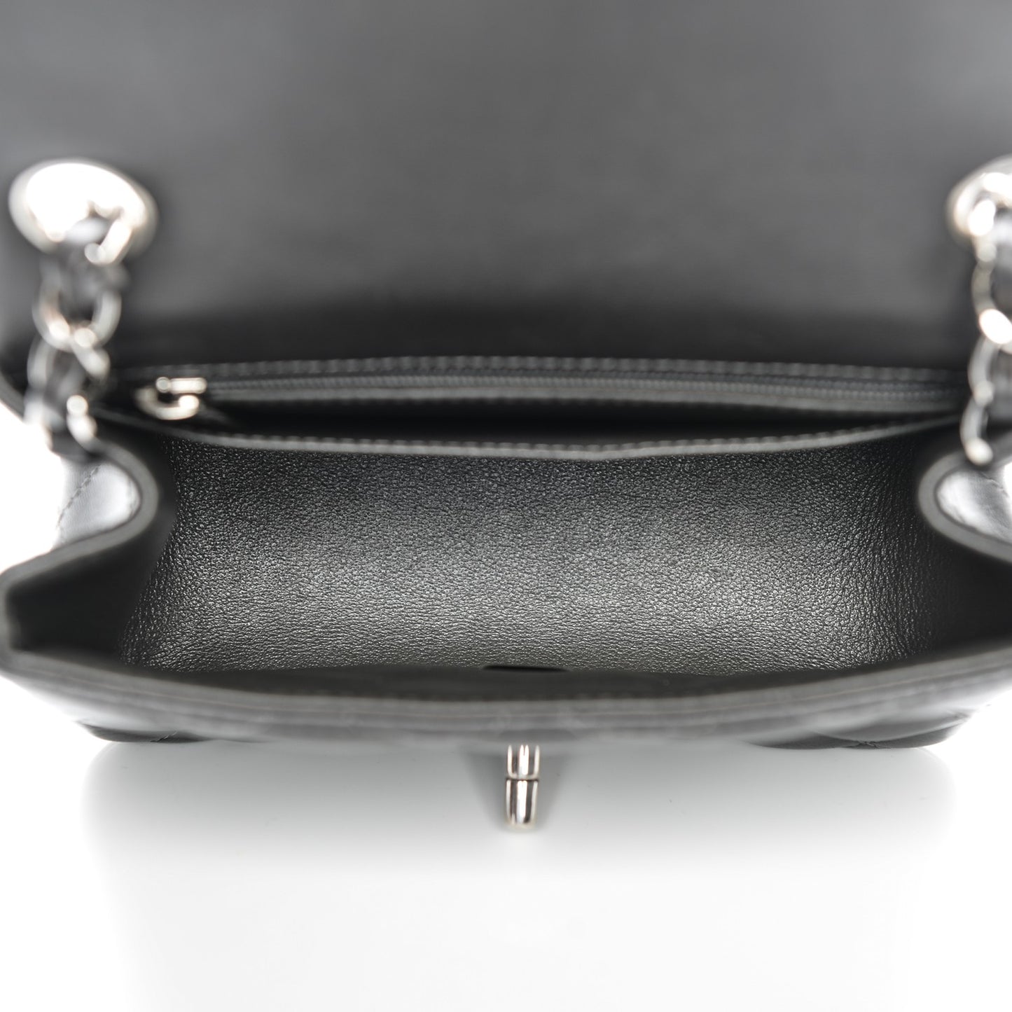Lambskin Quilted Mini Square Flap Dark Grey