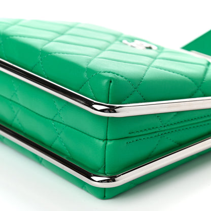 Chanel Quilted Lambskin Metal Bar Clutch Bag Green 8 of 8