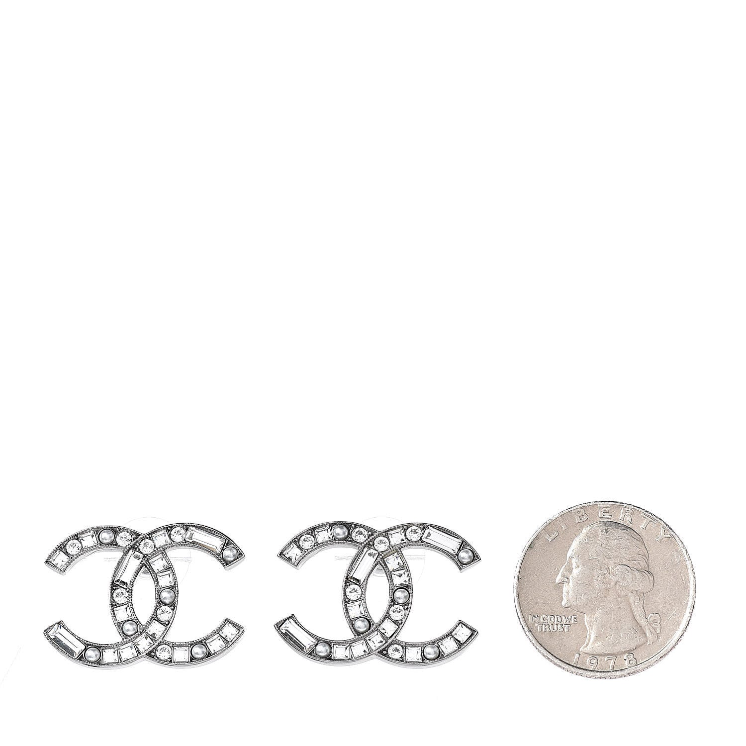 Chanel Baguette Crystal Pearl CC Bright Young Things Earrings Ruthenium 2 of 5