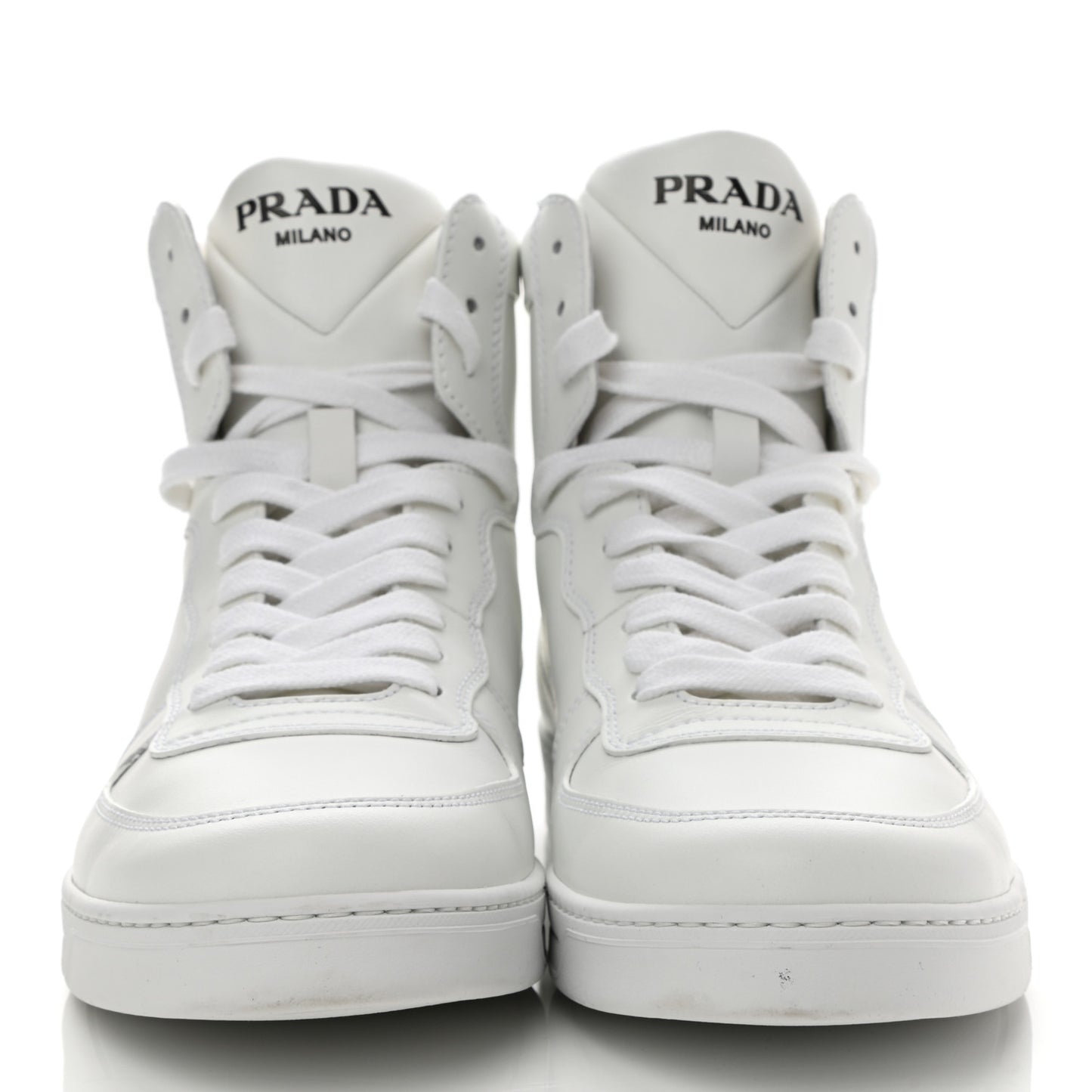 Vitello Soft Triangle Logo Mens High Top Sneakers 7.5 White