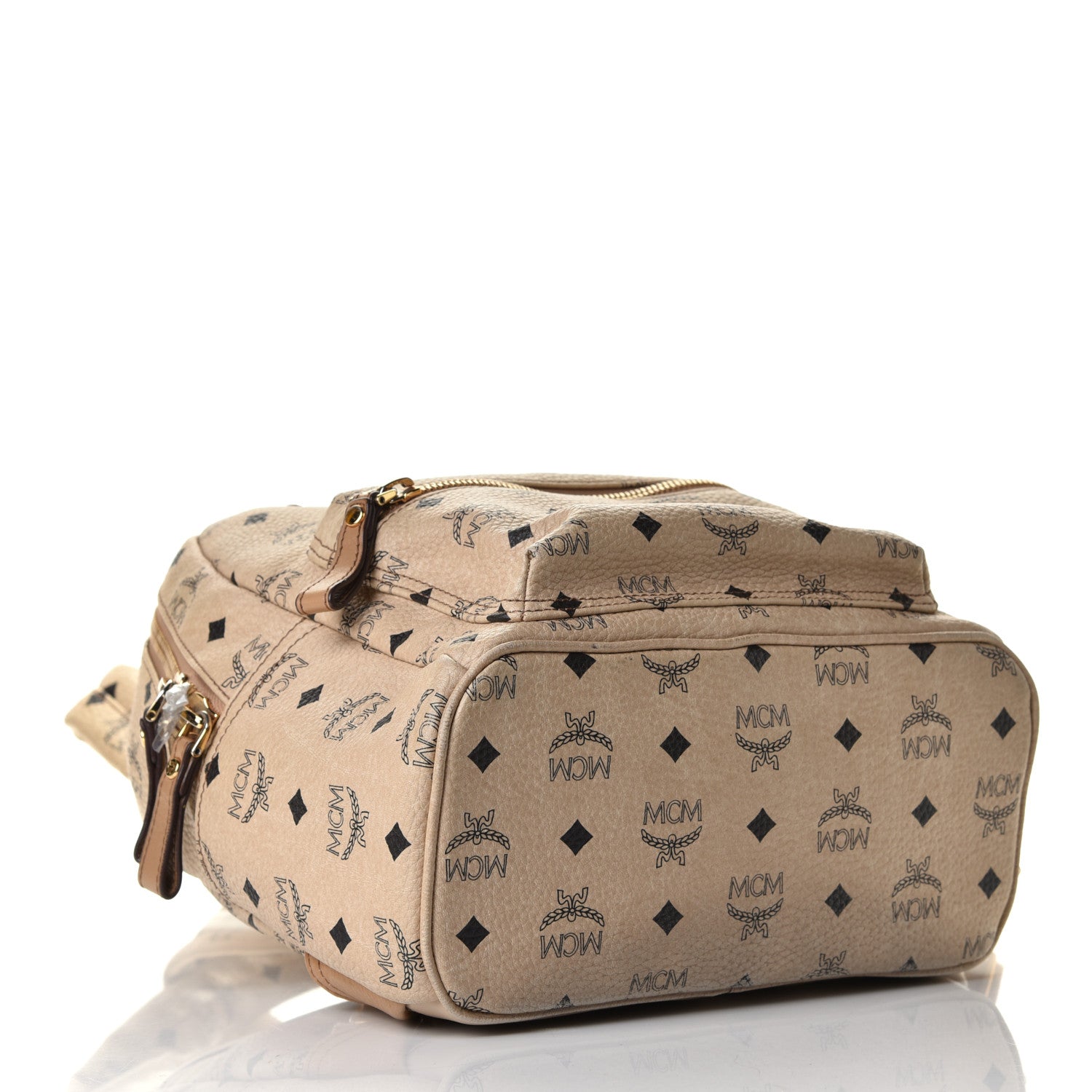 MCM Visetos Small Sprinkle Stud Stark Backpack Beige 3 of 4