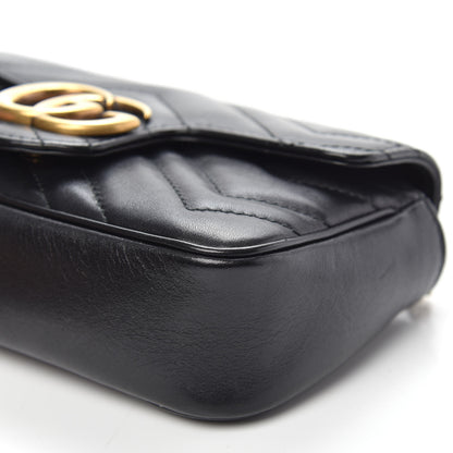 Gucci Calfskin Matelasse Super Mini GG Marmont Shoulder Bag Black 10 of 12