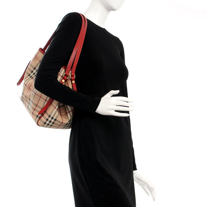 Burberry Haymarket Check Small Canterbury Tote Coral Red 2 of 10