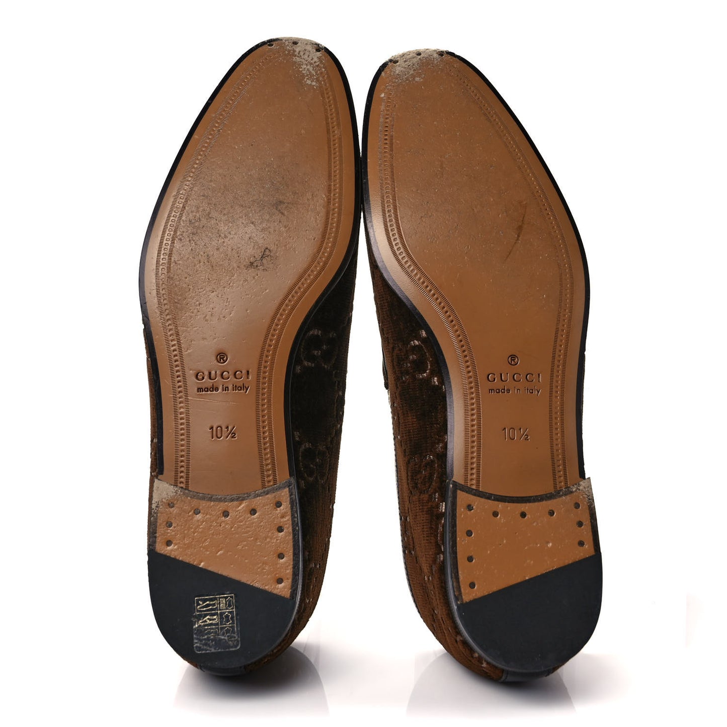 Velvet GG Monogram Horsebit Mens Jordaan Loafers 10.5 Brown Beige