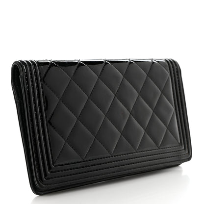 Chanel Patent Calfskin Quilted Boy Yen Wallet Black 3 of 9