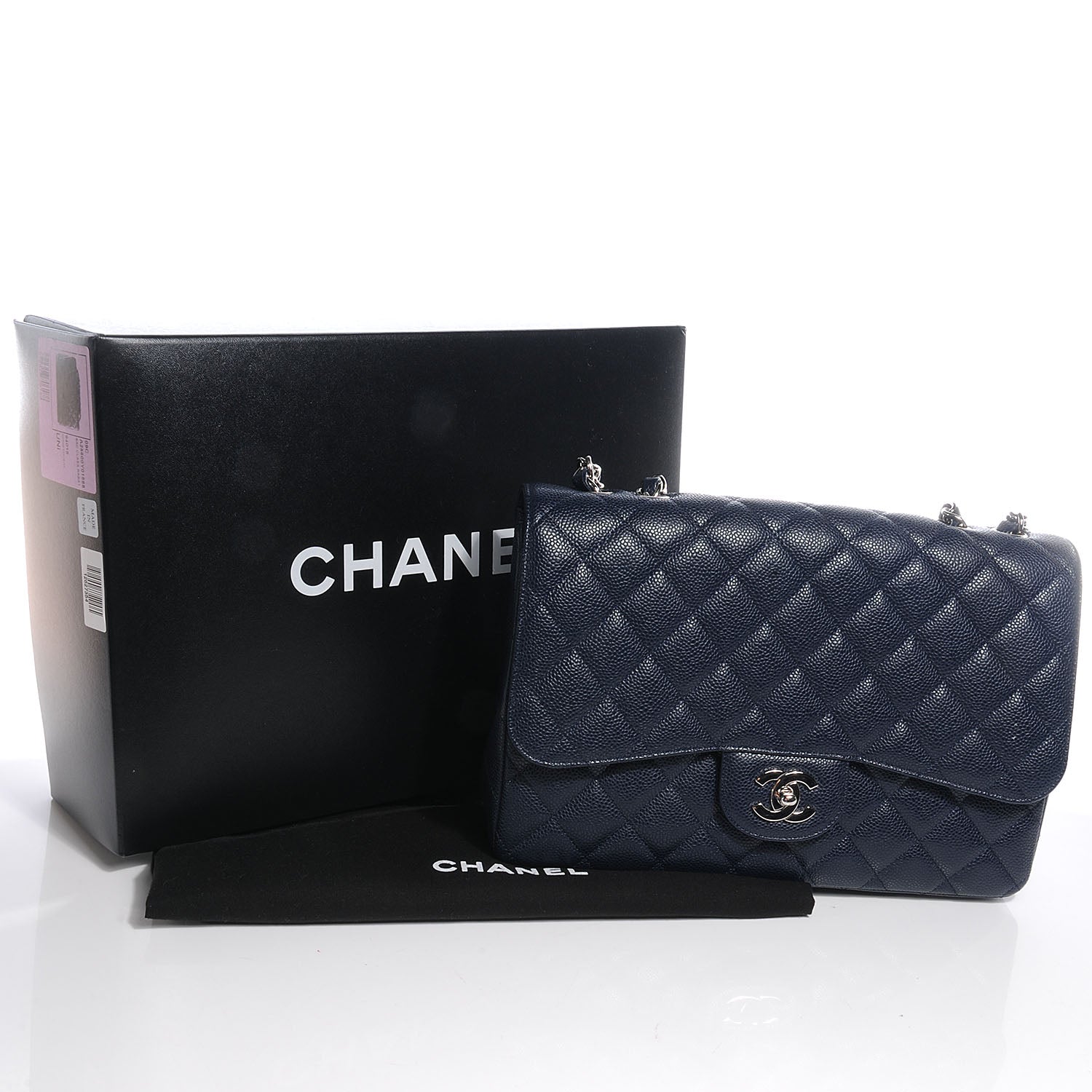 Chanel Caviar Jumbo Single Flap Dark Navy 5 of 9