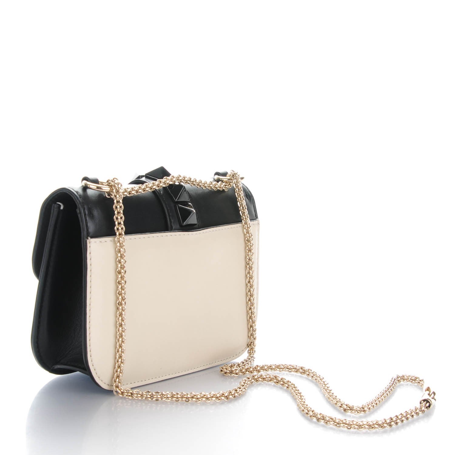 Valentino Garavani Vitello Small Glam Lock Rockstud Flap Black Light Ivory 3 of 8