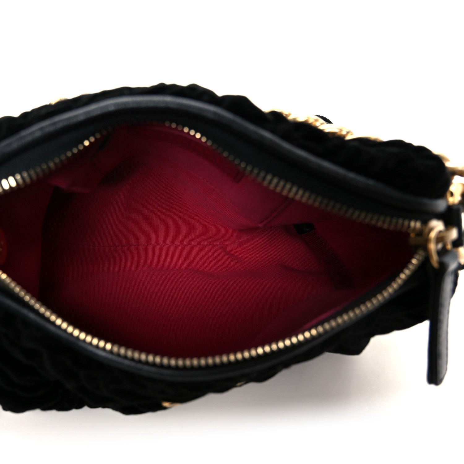 Chanel Velvet Camellia Embossed Barrel Clutch With Chain  Black 5 of 10