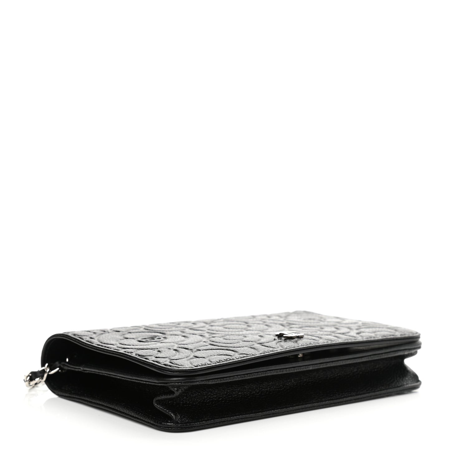 Caviar Camellia Embossed Wallet On Chain WOC Black