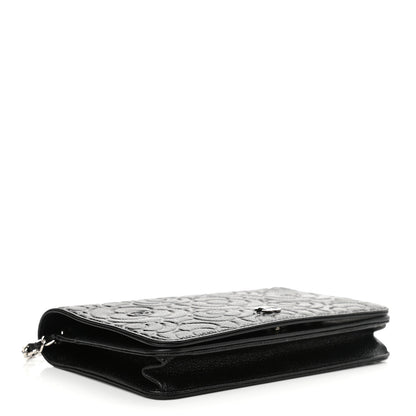 Chanel Caviar Camellia Embossed Wallet On Chain WOC Black 4 of 11
