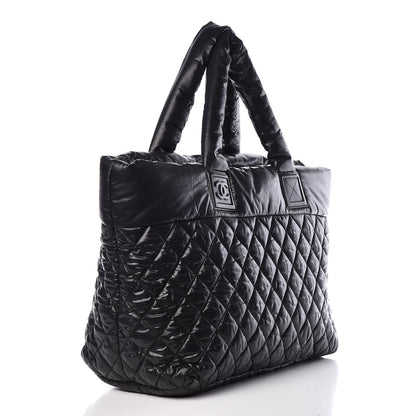 Chanel Nylon Quilted Large Coco Cocoon Tote Black 3 of 9