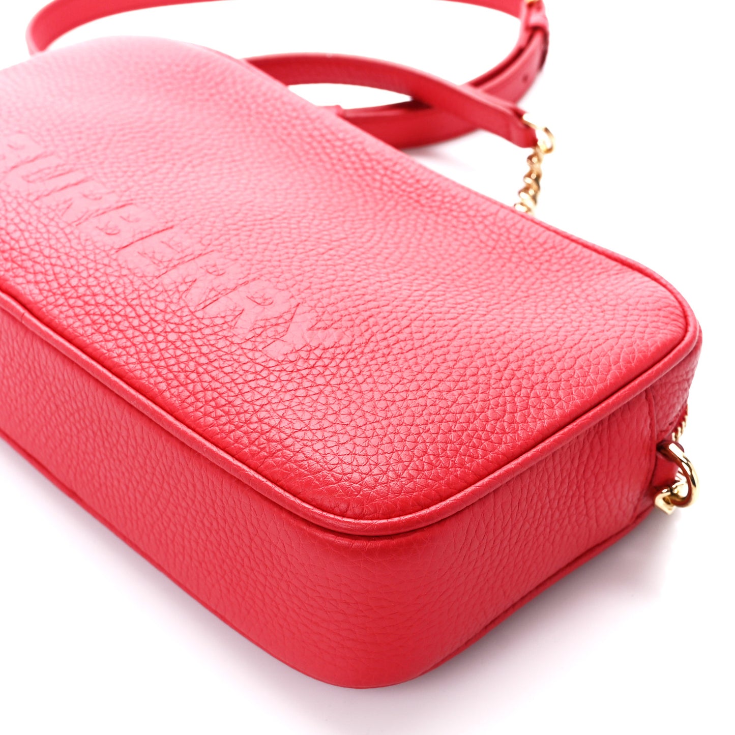 Calfskin Monogram Embossed Elongated Camera Bag Red
