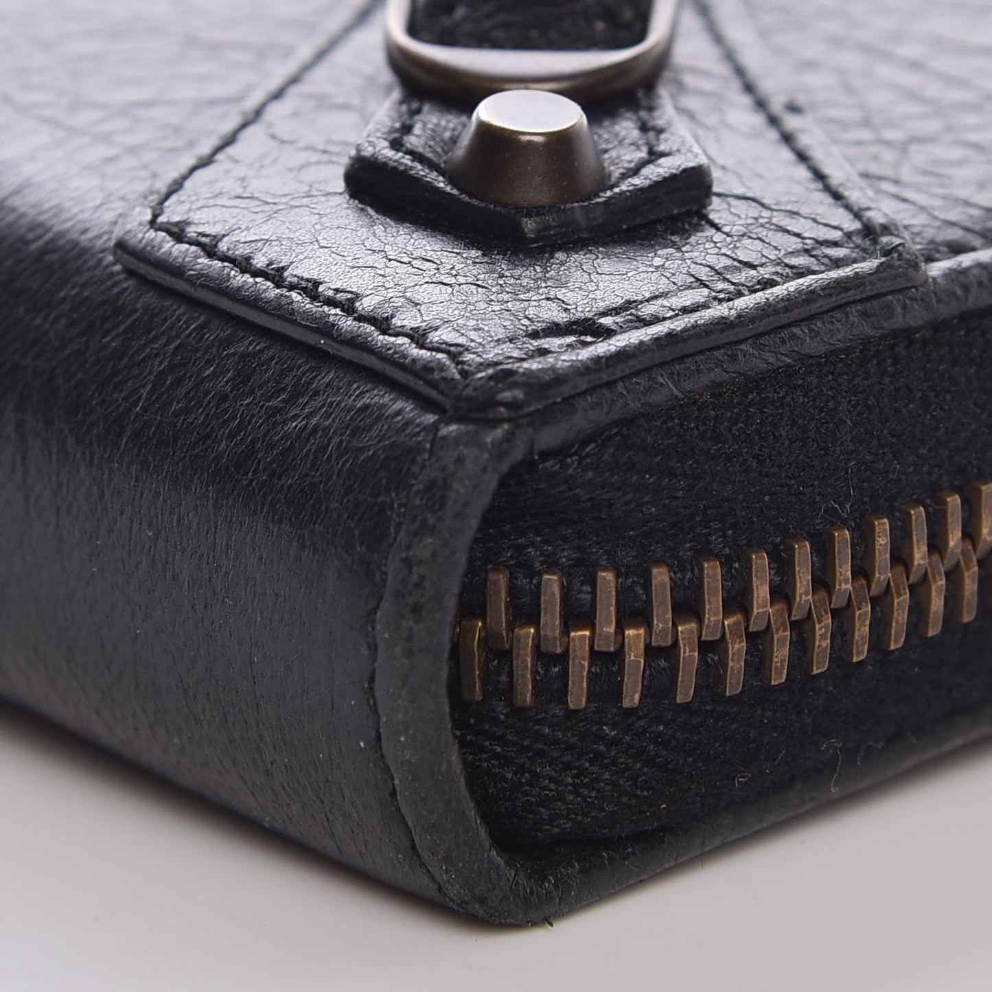 Agneau Classic Hardware Continental Zip Around Wallet Black