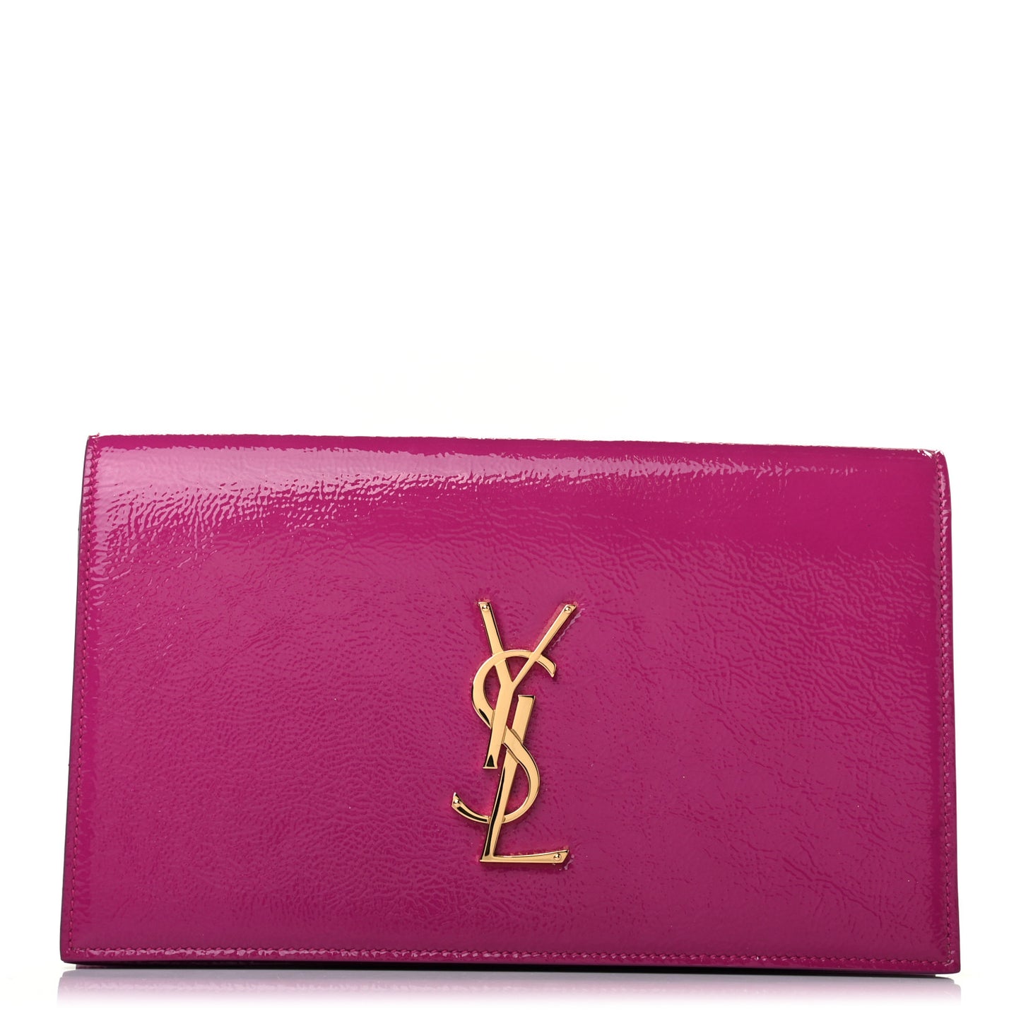 Textured Patent Classic Monogram Kate Clutch Electric Pink