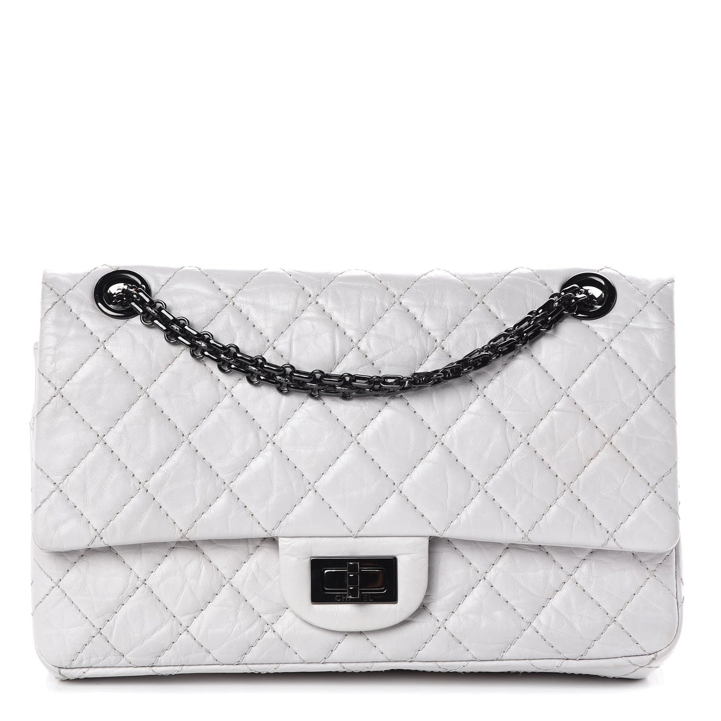 Aged Calfskin Quilted 2.55 Reissue 225 Flap White