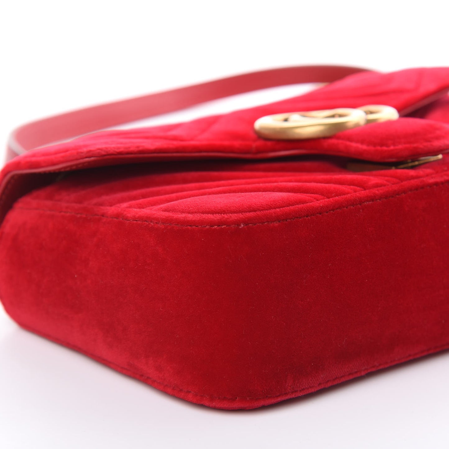Velvet Matelasse Mini GG Marmont Shoulder Bag Hibiscus Red