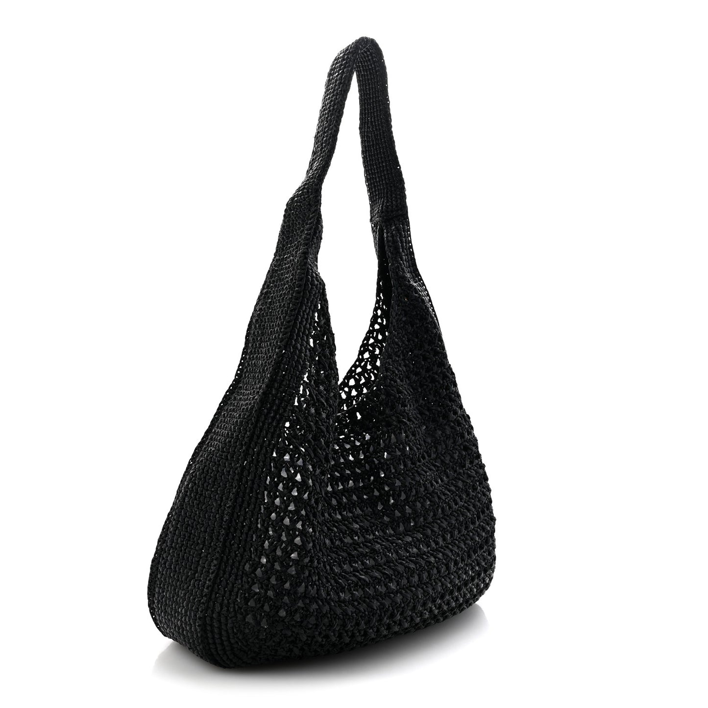 Raffia Crochet Woven Hobo Black Naturale