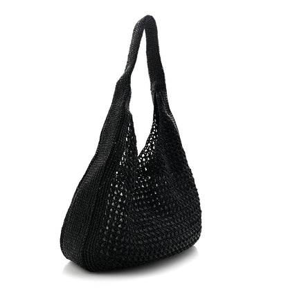 Miu Miu Raffia Crochet Woven Hobo Black Naturale 4 of 11
