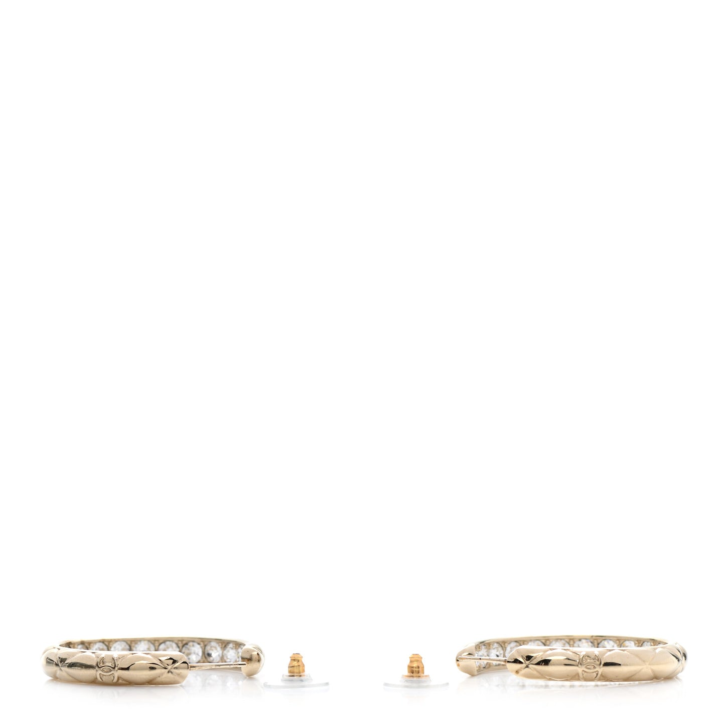 Metal Quilted CC Hoop Earrings Gold